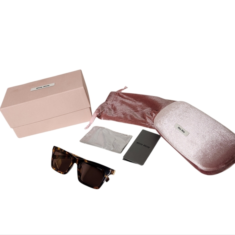 Miu Miu Tortoise Shell Rectangular Sunglasses NWT - image 8